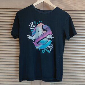 Vintage Style 80s Neon Ghostbusters Black Cotton Tee Shirt Short Sleeve Men's M